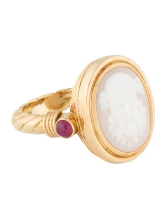 Theo Fennell 18K Shell Cameo & Ruby Cocktail Ring