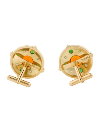 Theo Fennell 18K 3.49ctw Opal, Diamond & Tourmaline Cufflinks
