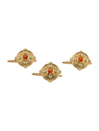 Theo Fennell 18K Diamond & Fire Opal Shirt Stud Set