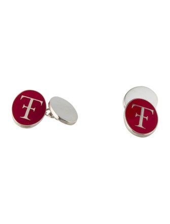 Theo Fennell Enamel TF Pink Oval Cufflinks