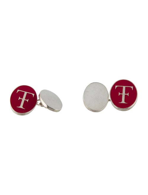 Theo Fennell Enamel TF Pink Oval Cufflinks