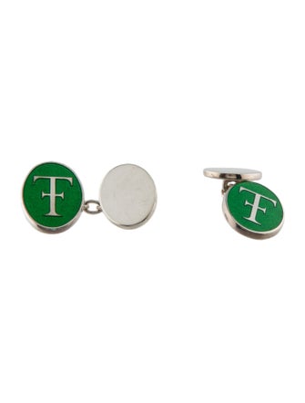 Theo Fennell Enamel TF Oval Cufflinks