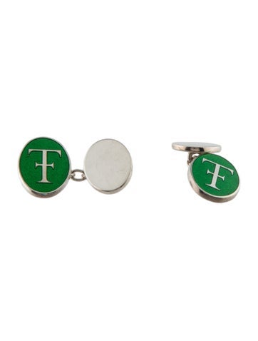 Theo Fennell Enamel TF Oval Cufflinks