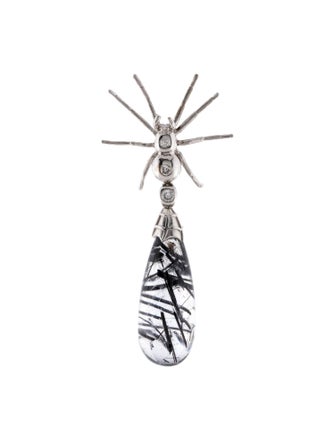 Theo Fennell Sagenitic Quartz & Diamond Spider Single Drop Earring