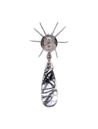 Theo Fennell Sagenitic Quartz & Diamond Spider Single Drop Earring