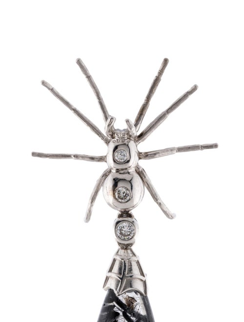 Theo Fennell Sagenitic Quartz & Diamond Spider Single Drop Earring