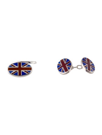 Theo Fennell Enamel Union Jack Oval Cufflinks