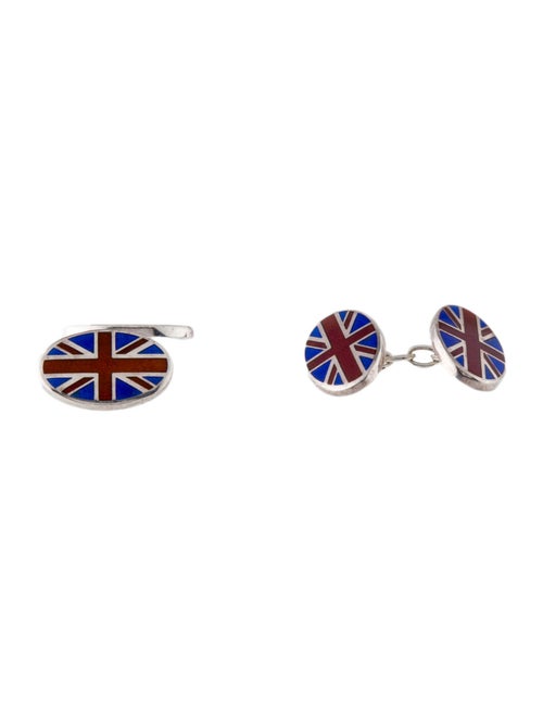 Theo Fennell Enamel Union Jack Oval Cufflinks