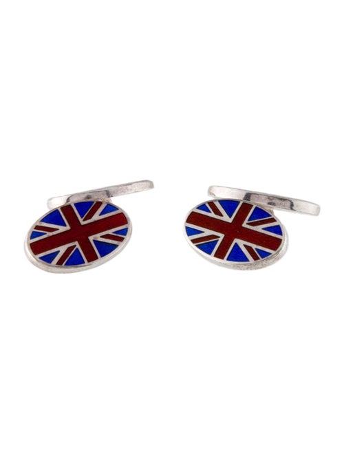 Theo Fennell Enamel Union Jack Oval Cufflinks
