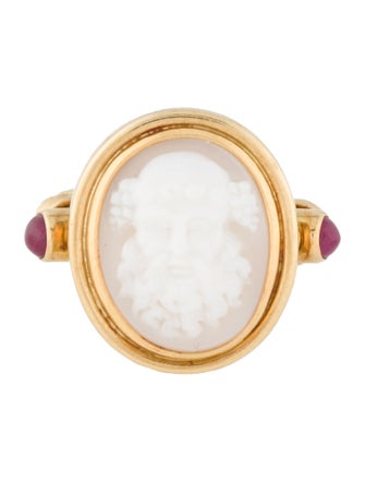 Theo Fennell 18K Shell Cameo & Ruby Cocktail Ring