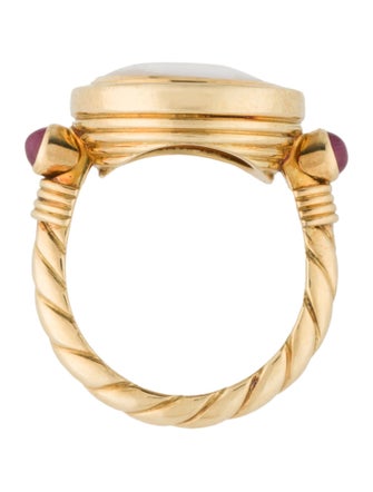 Theo Fennell 18K Shell Cameo & Ruby Cocktail Ring