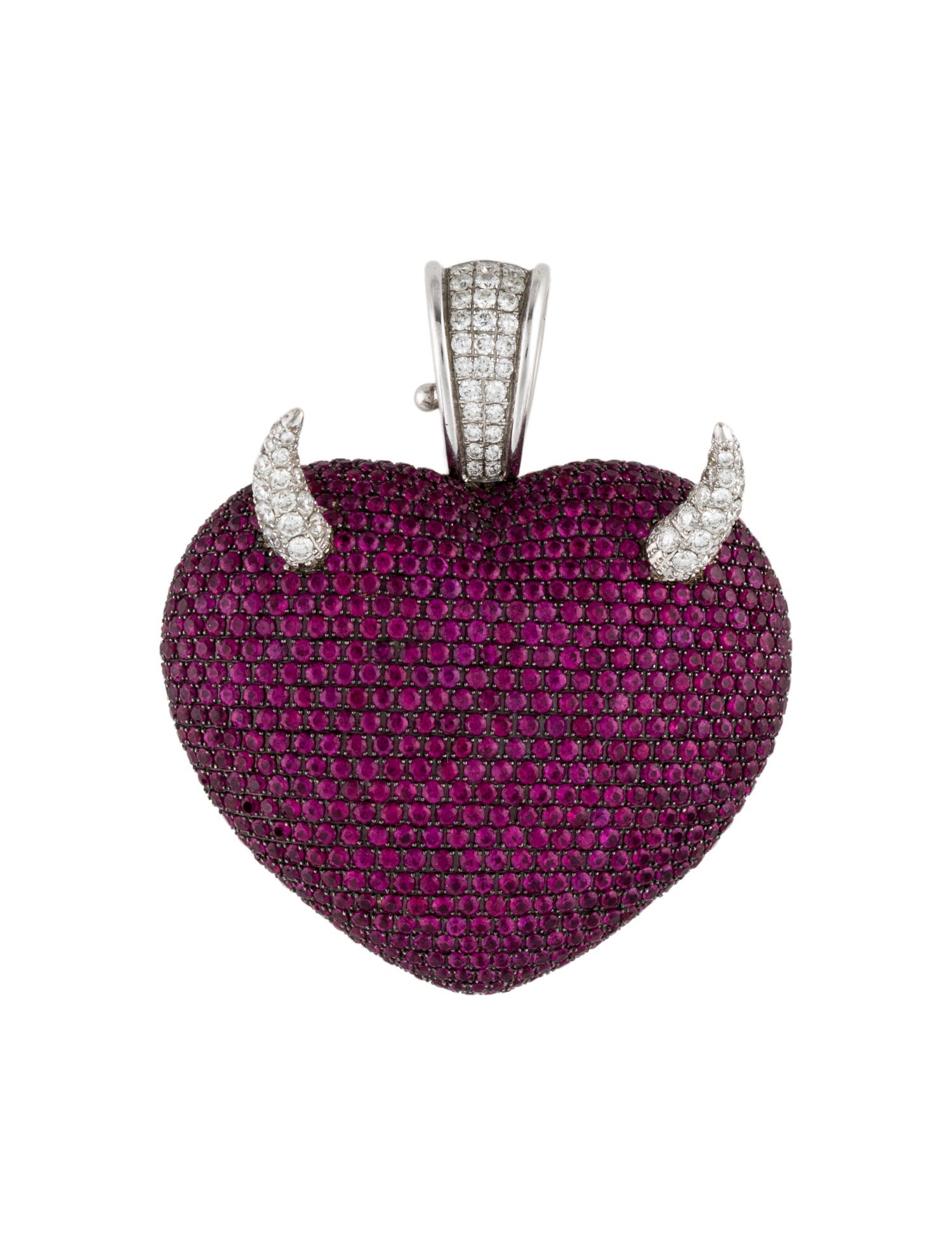 Theo Fennell 18K Ruby & Diamond Devil Heart Pendant