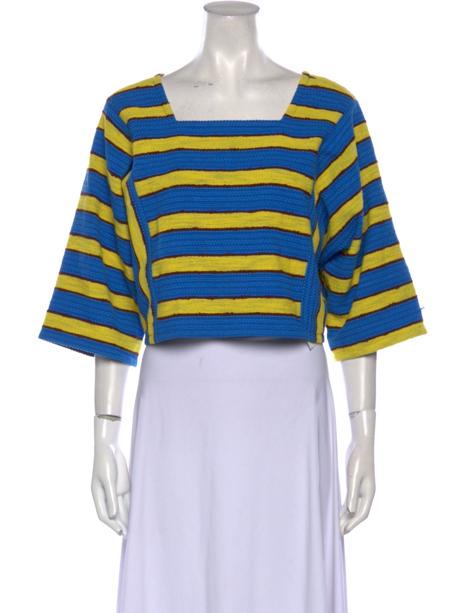 Ter et Bantine Striped Square Neckline Crop Top