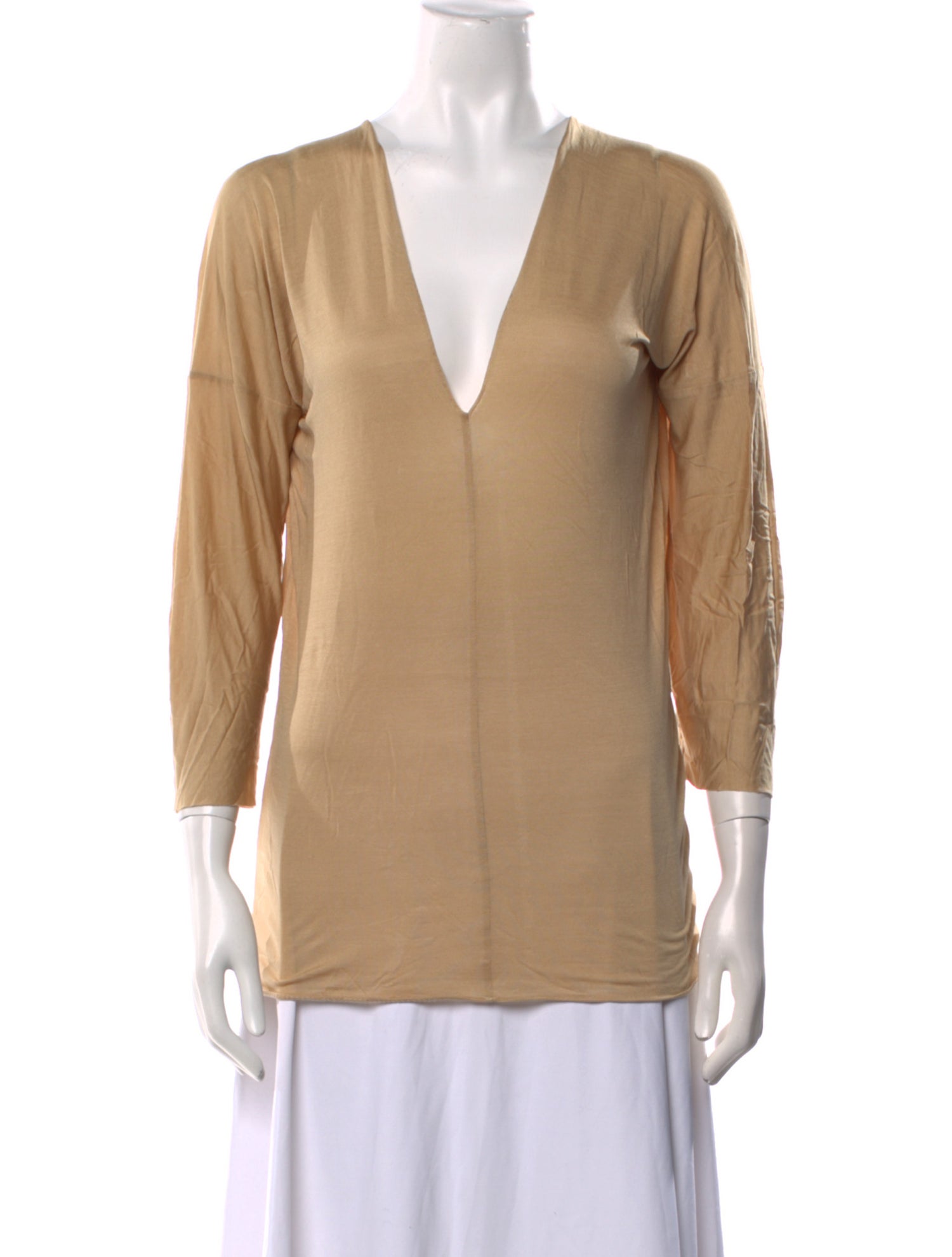 Ter et Bantine Silk Plunge Neckline Blouse