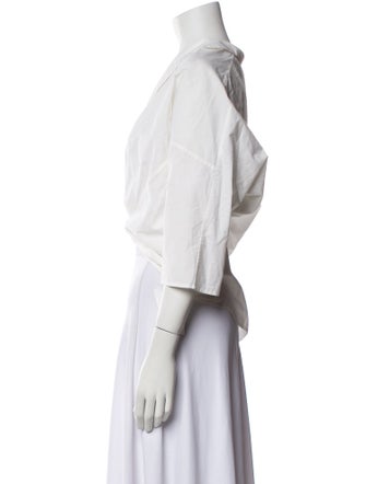 Ter et Bantine V-Neck Three-Quarter Sleeve Crop Top