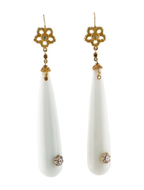 Tanya Farah 18K Diamond & Chalcedony Drop Earrings