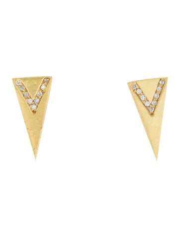 Tanya Farah Stud 18K Diamond Triangle Earrings