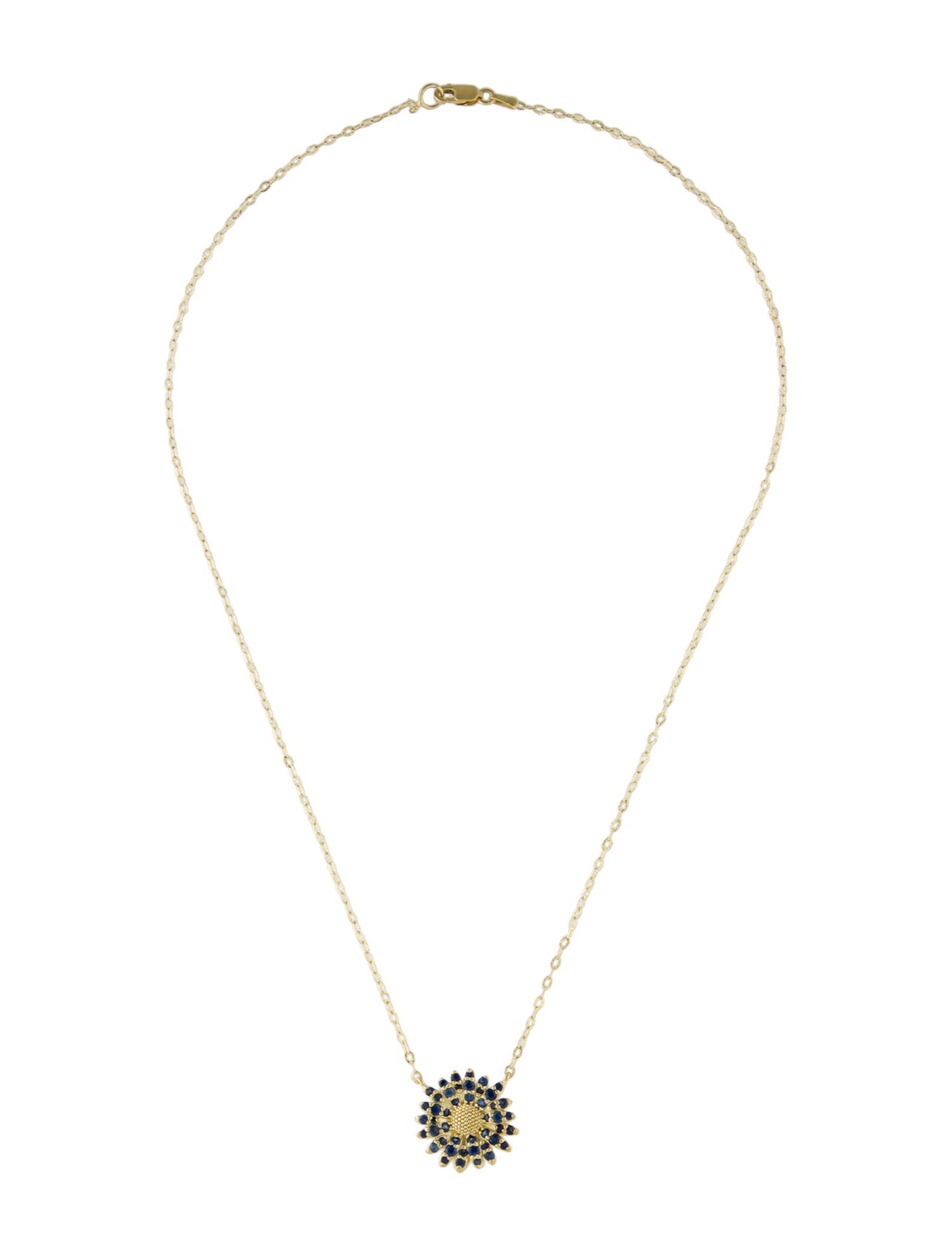 Tanya Farah 18K Sapphire Daisy Pendant Necklace