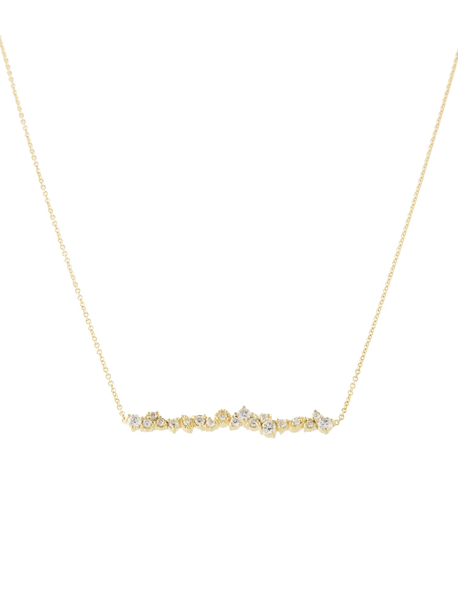 Tanya Farah 18K Diamond Confetti Bar Necklace