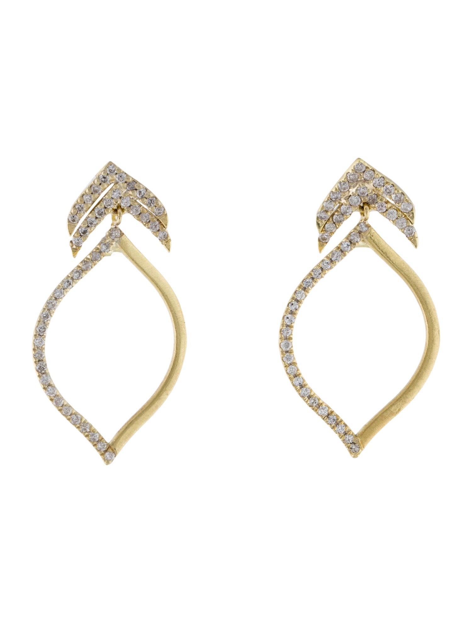 Tanya Farah 18K Diamond Open Marquise Drop Earrings