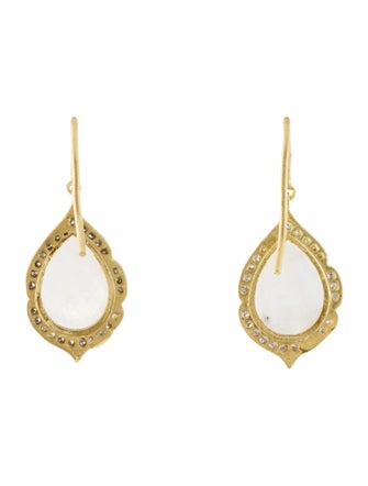 Tanya Farah 18K 7.87ctw Moonstone $ Diamond Drop Earrings