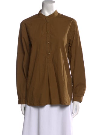 Toogood Mock Neck Long Sleeve Button-Up Top