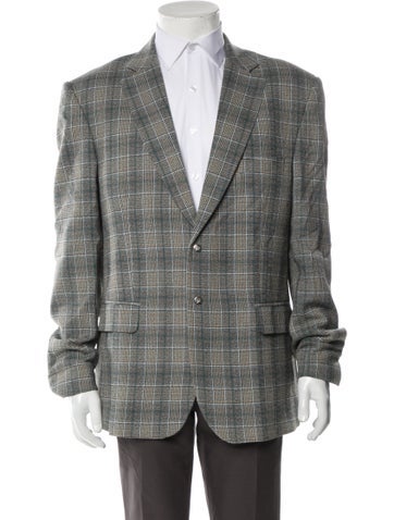 Thebe Magugu Suiting Wool Plaid Print Blazer L