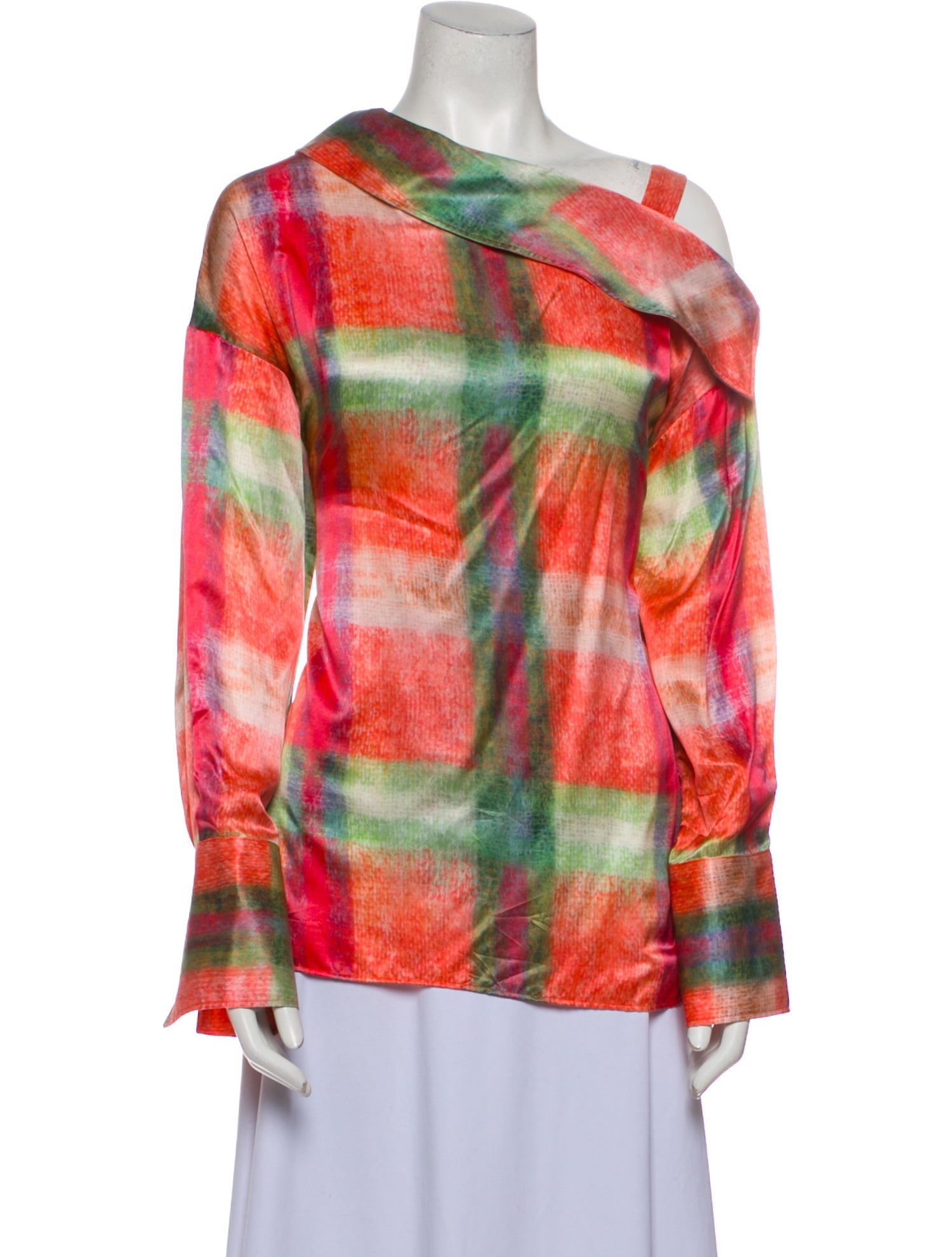 Thebe Magugu Silk Plaid Print Tunic