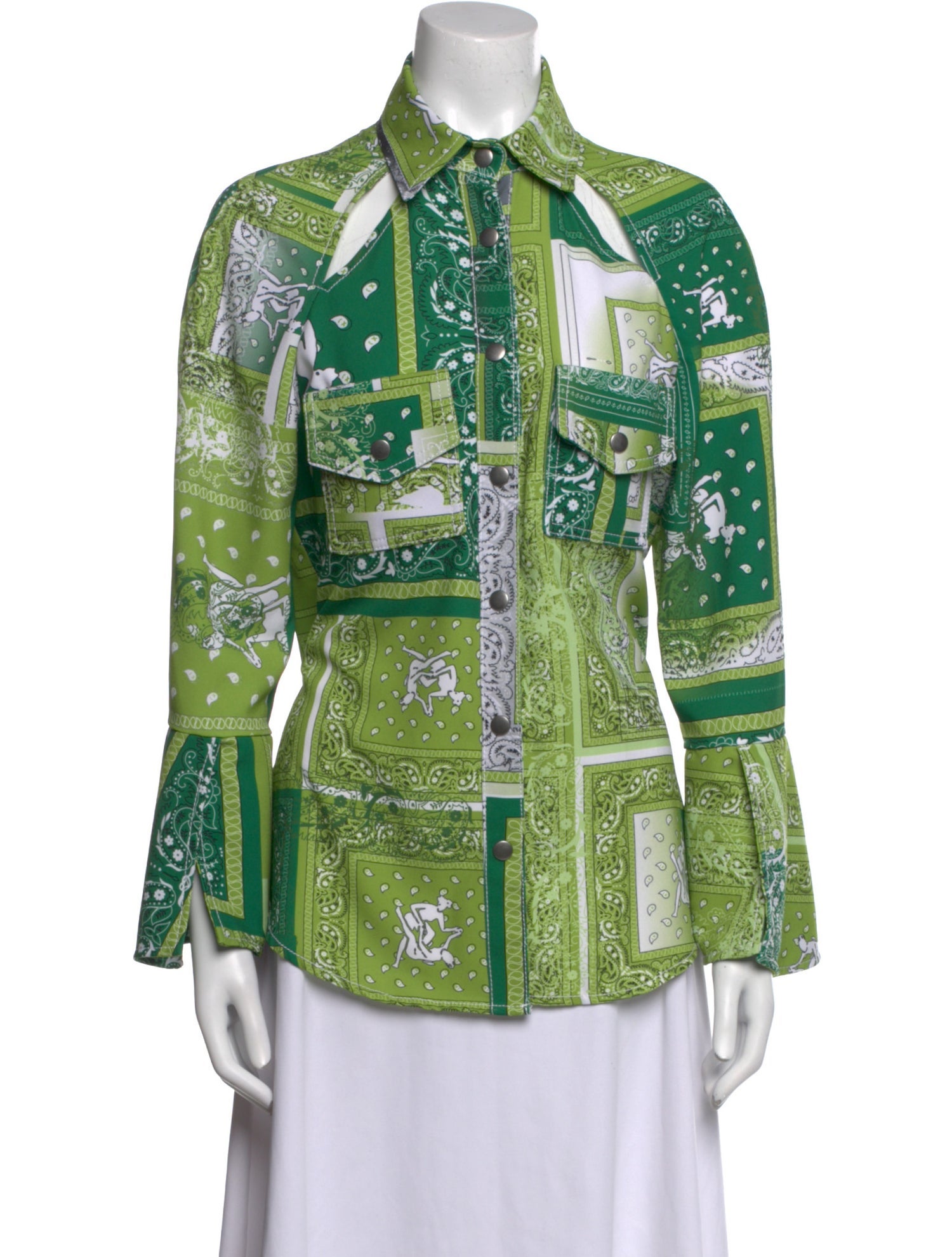 Thebe Magugu Printed Long Sleeve Button-Up Top
