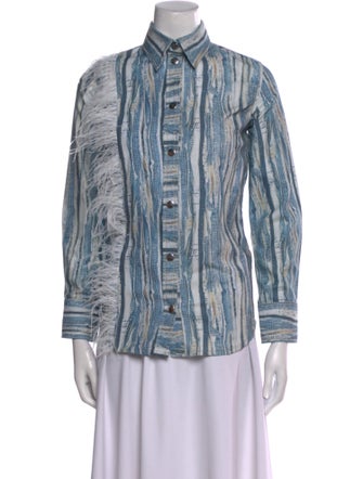 Thebe Magugu Printed Long Sleeve Button-Up Top