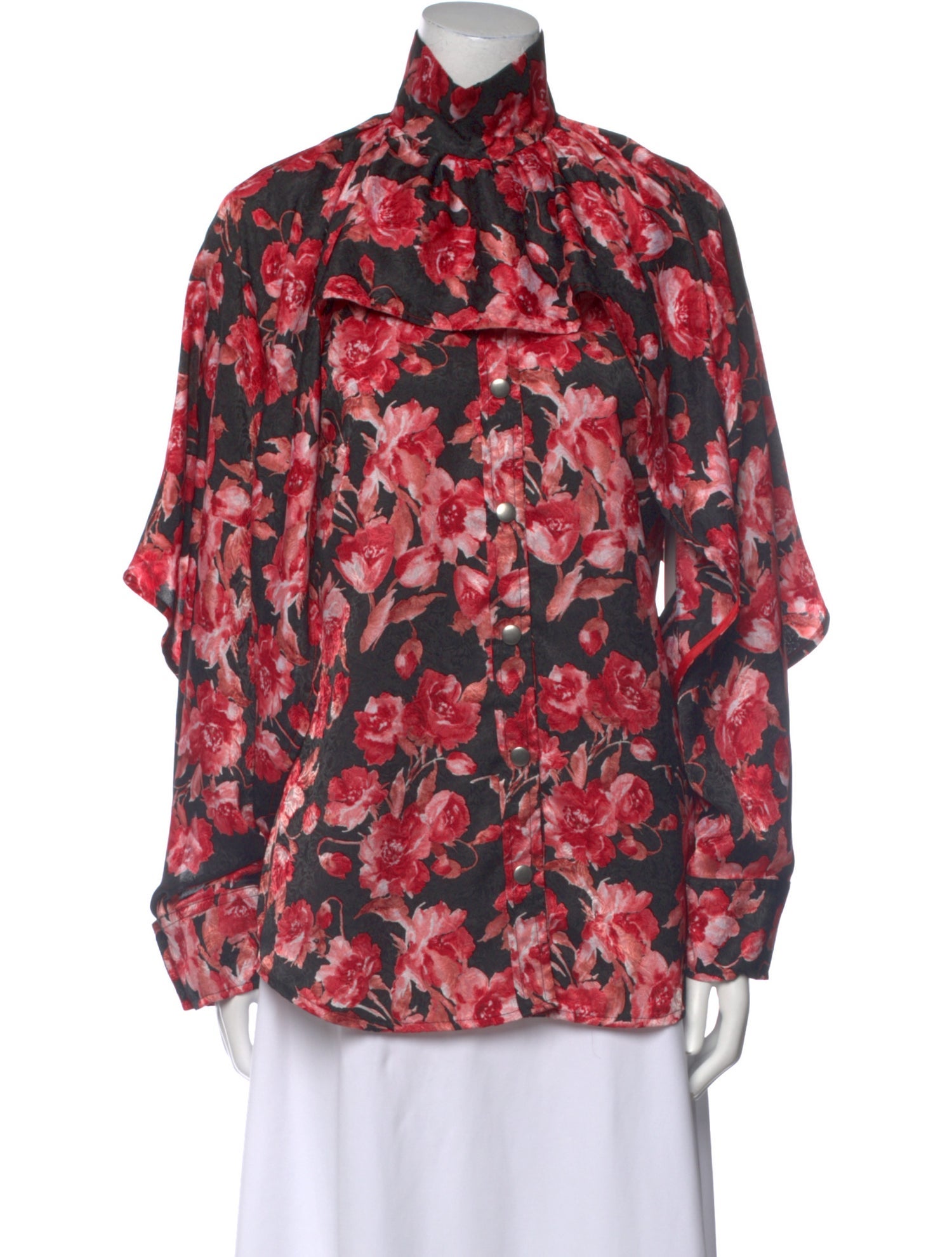 Thebe Magugu Floral Print Mock Neck Blouse