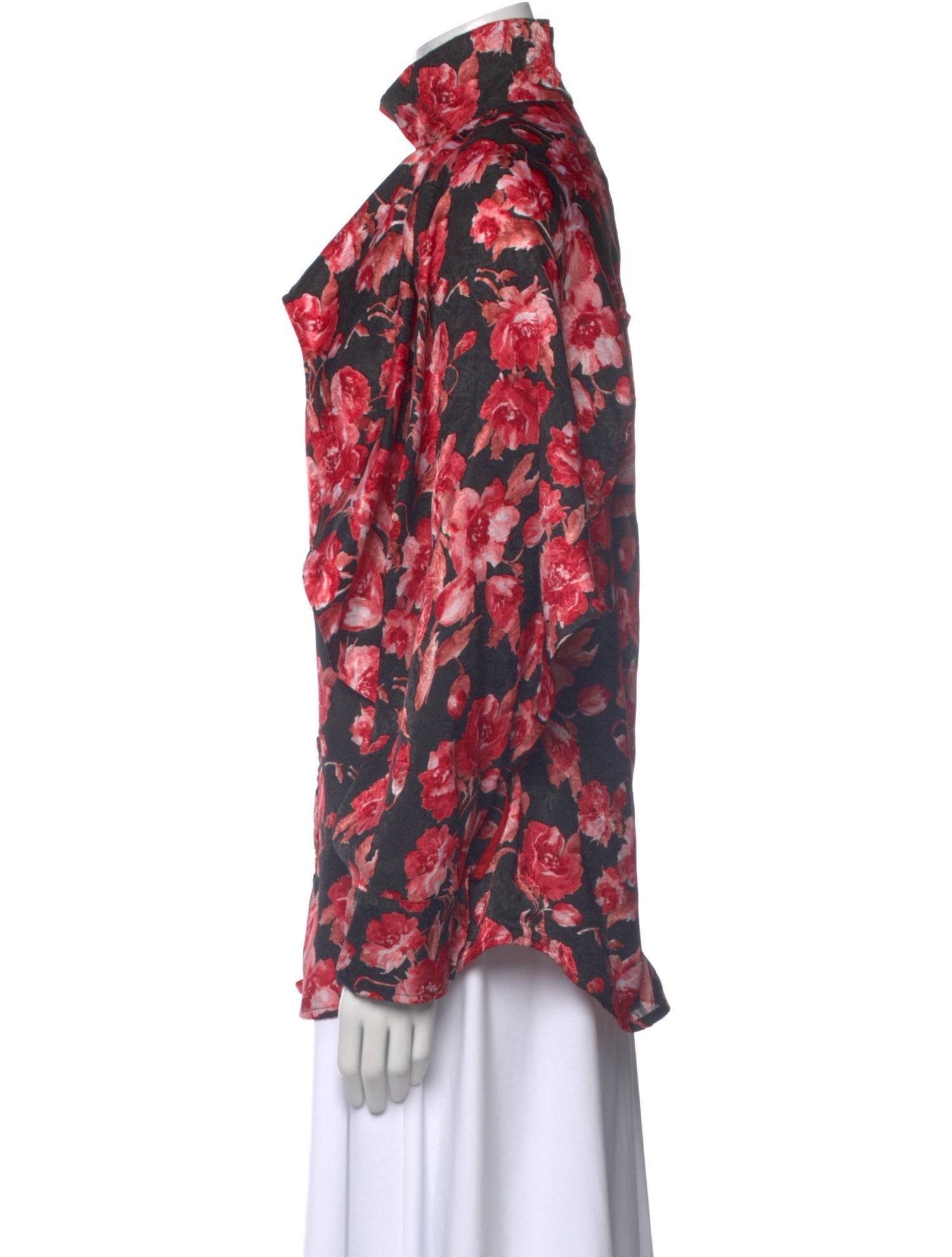 Thebe Magugu Floral Print Mock Neck Blouse