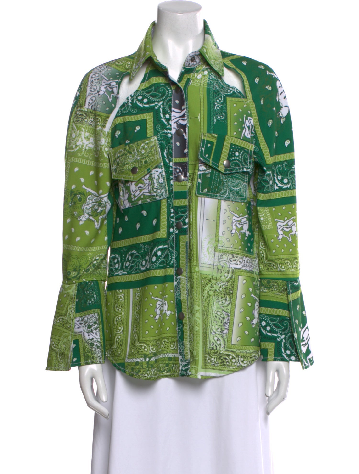 Thebe Magugu Paisley Print Long Sleeve Button-Up Top