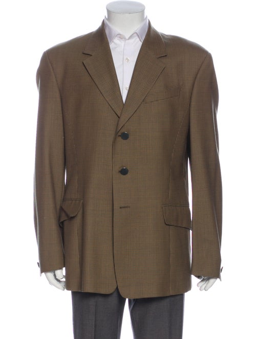 Thierry Mugler Wool Houndstooth Print Blazer Wool