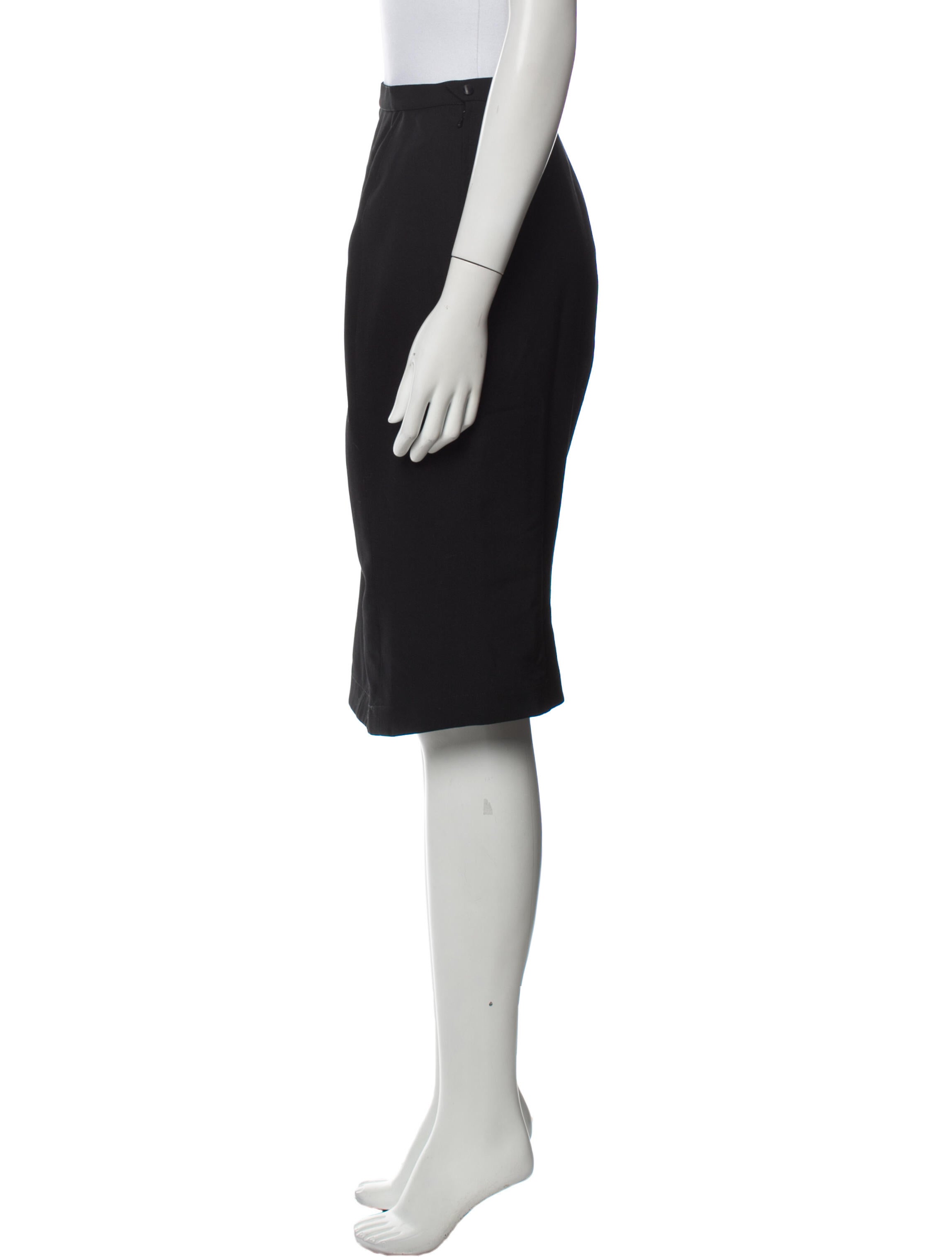 black pull on skirt knee length