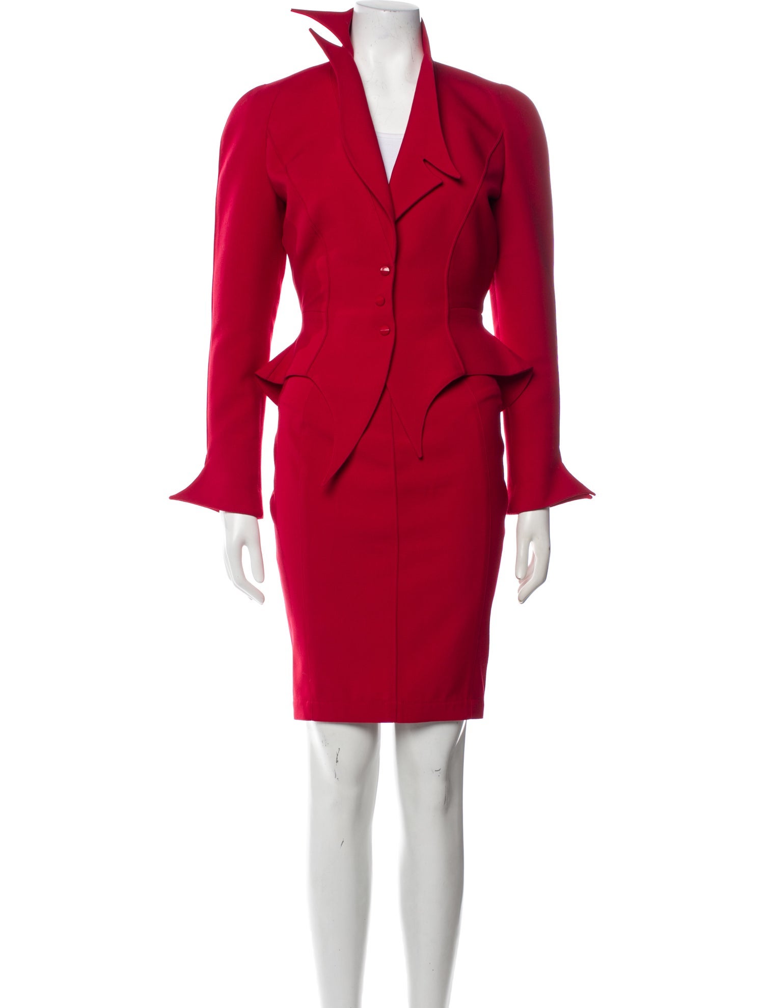 Thierry Mugler Vintage 1988 Skirt Suit Red Suits and Sets, Clothing
