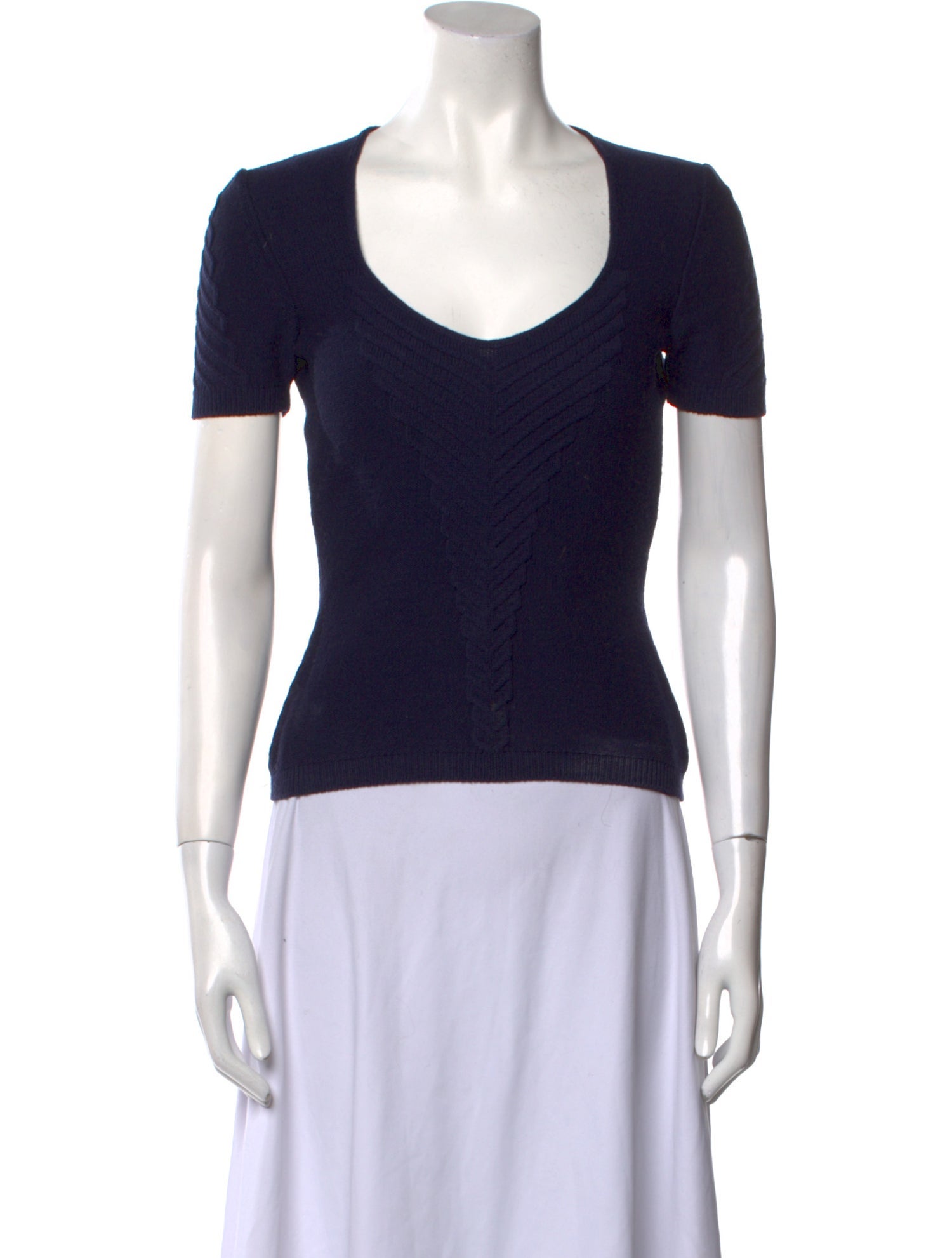 Thierry Mugler Wool Scoop Neck T-Shirt