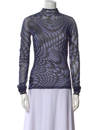 Thierry Mugler Printed Mock Neck Top