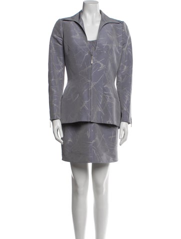 Pre-owned Mugler Vintage 2001 Dress Set In Gray