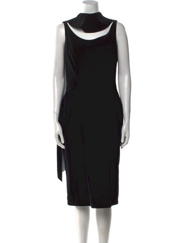 Pre-owned Mugler Vintage Midi Length Dress In Black