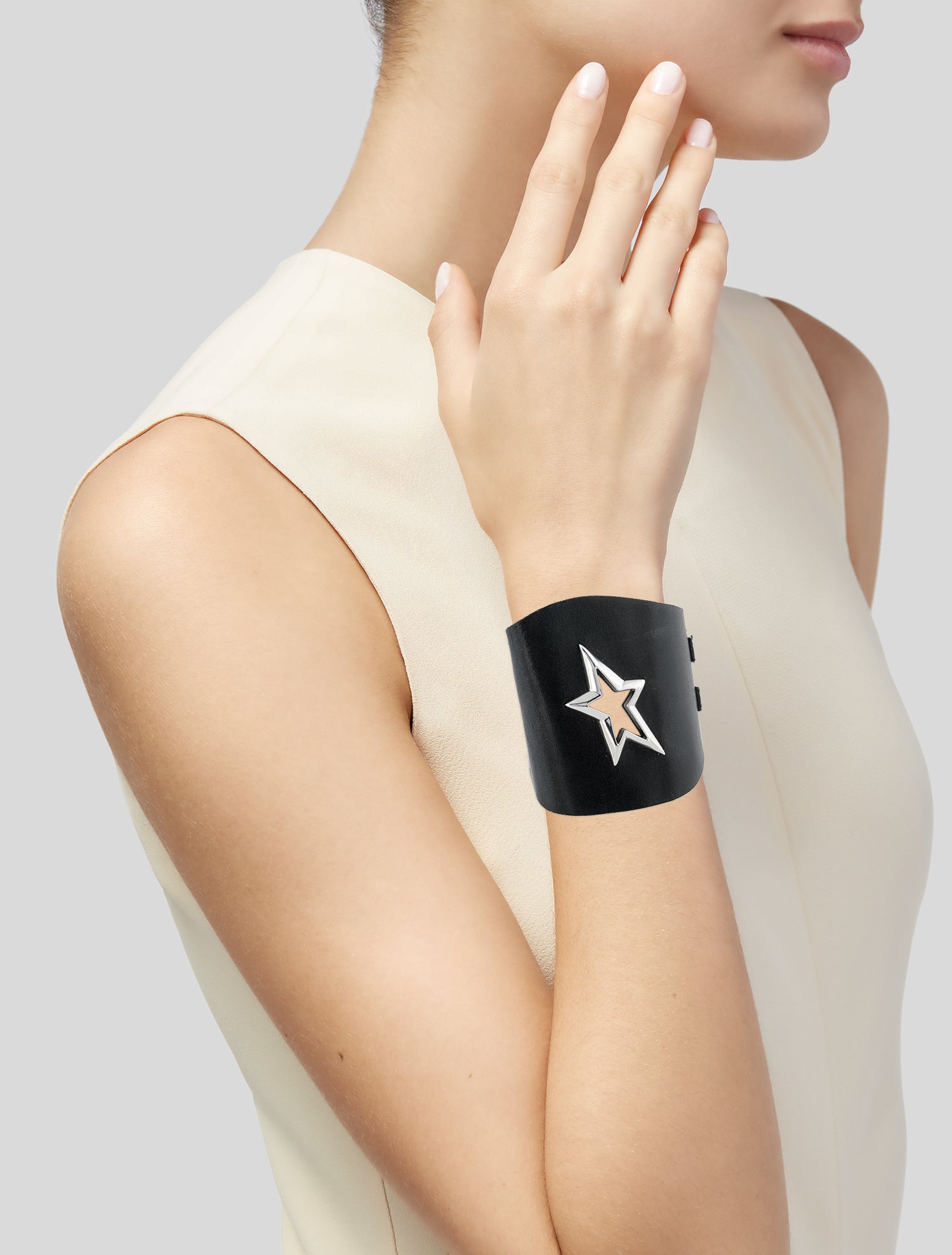 Thierry Mugler Leather Star Wrap Bracelet
