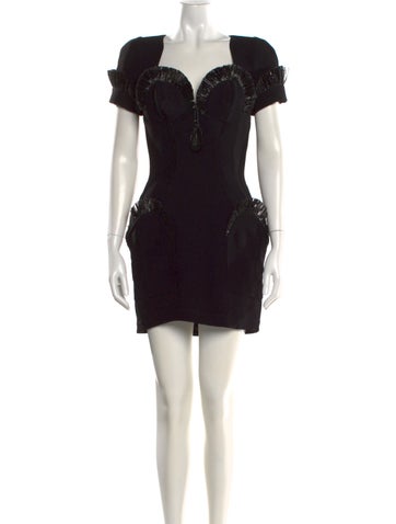 Pre-owned Mugler Vintage Mini Dress In Black