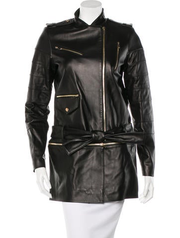 Thomas Wylde Leather Zip-Accented Coat
