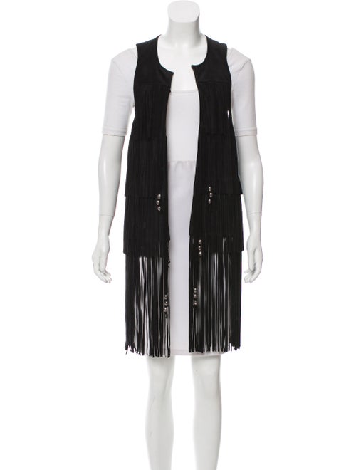 Thomas Wylde Fringe-Trimmed Suede Vest Black
