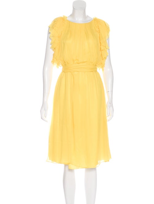 Thomas Wylde Ruffle Midi Dress Yellow
