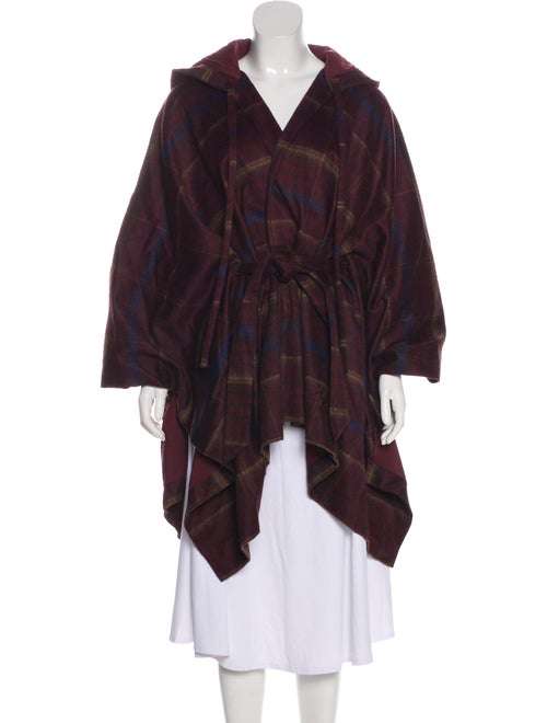Thomas Wylde Hooded Plaid Cape multicolor