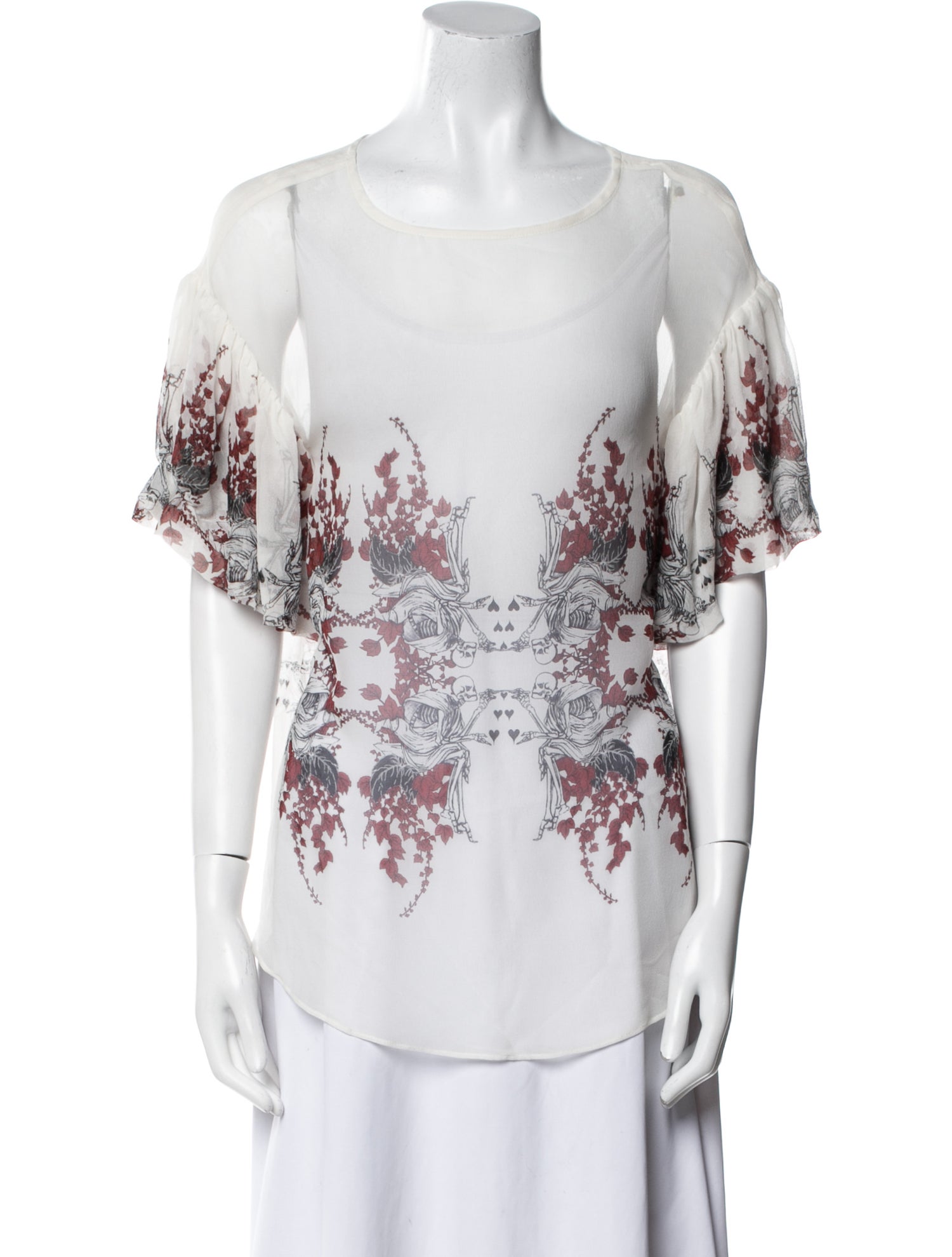 Thomas Wylde Floral Print Bateau Neckline T-Shirt