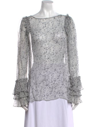 Thomas Wylde Silk Floral Print Blouse