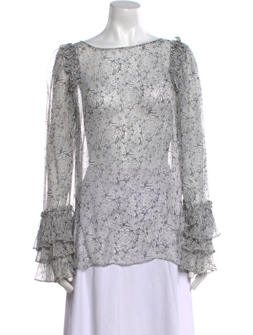 Thomas Wylde Silk Floral Print Blouse