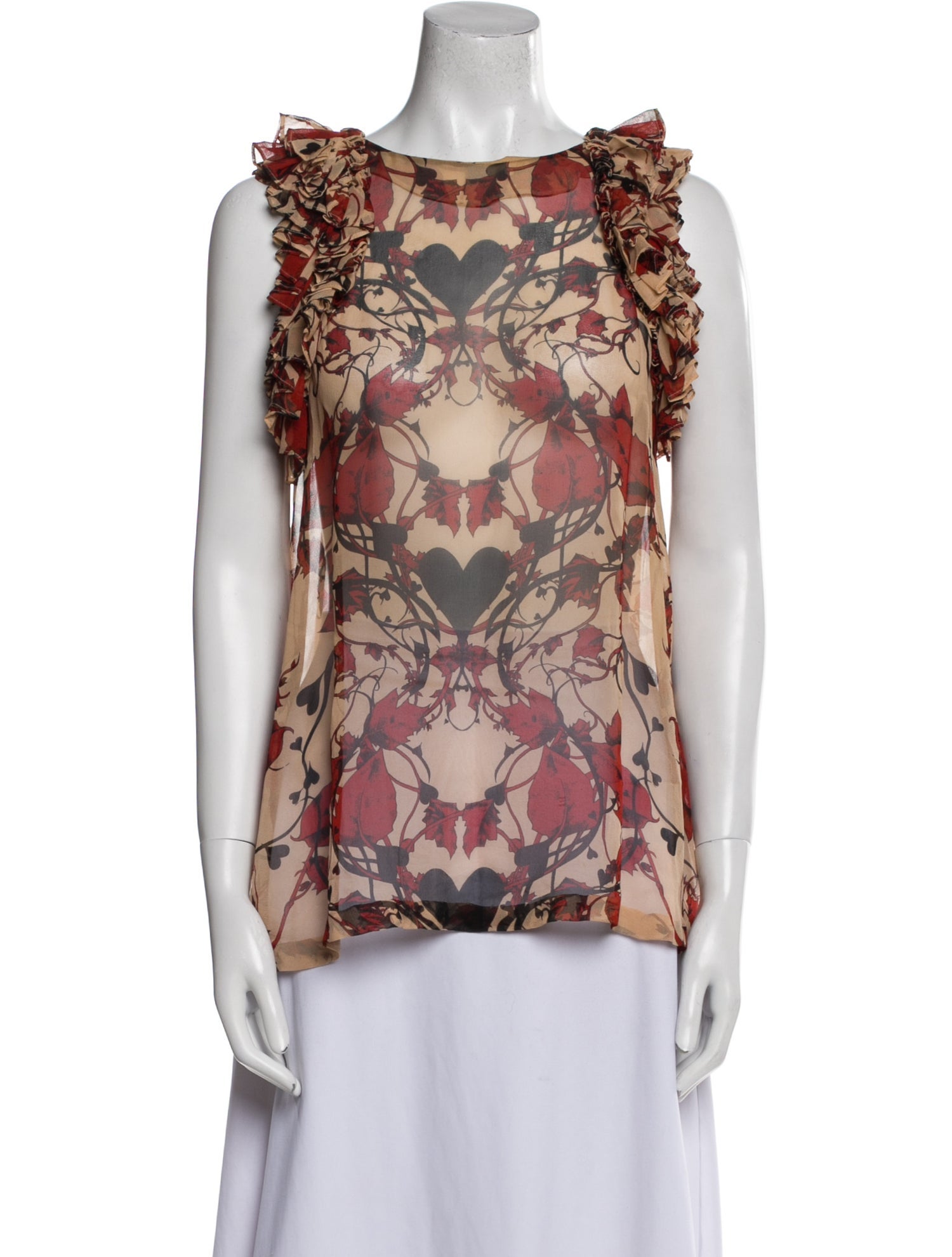 Thomas Wylde Floral Print Bateau Neckline Blouse